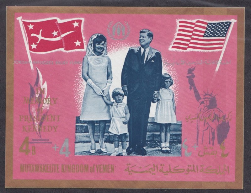 Yemen (Kingdom) M# Block 50B, John F, Kennedy, Surcharged Sheet, NH