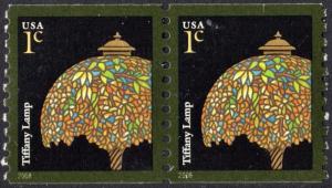 SC#3758A 1¢ Tiffany Lamp Coil Pair (2008) MNH