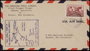 AUSTRALIA 1947 Australia - New Caledonia First Flight Cover by Pan Am.