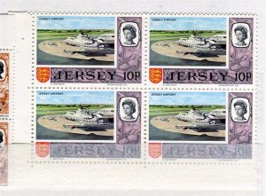BRITAIN JERSEY; 1970s early QEII Pictorial issue MINT MNH 10p. CORNER BLOCK 4