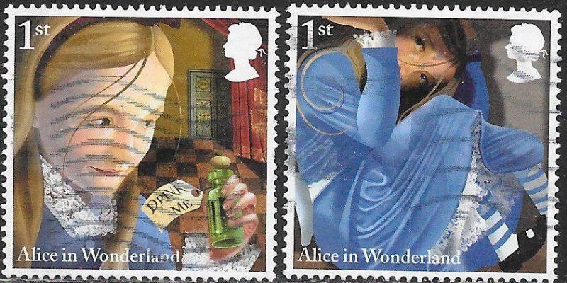 Great Britain 3346-3347 Used - ‭‭Alice in Wonderland, by Lewis Carroll