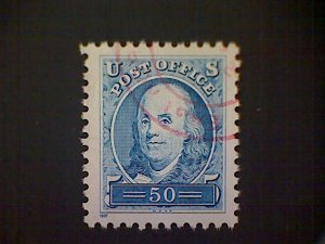 United States, Scott #3139a, used(o), 1997, Benjamin Franklin, 50¢, light blue