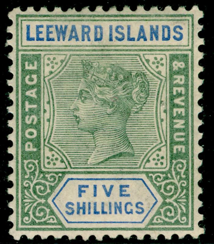 LEEWARD ISLANDS SG8, 5s green & blue, LH MINT. Cat £140.