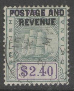 BRITISH GUIANA SG251 1905 $2.40 GREEN & VIOLET FINE USED