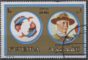 Fujeira Mi 1313 (used cto) 1r Zodiac: Baden-Powell, Pisces (1973)