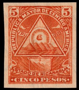 ✔️ NICARAGUA 1898 - UPU IMPERFORATED WM117  Sc. 109 Mi.108Y MNH ** $25 [6.1]