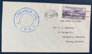 1930 Port Au Prince Haiti First Flight Airmail Cover To British Guiana Via NYRBA