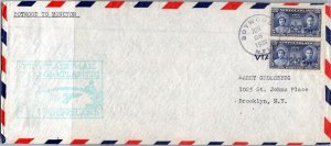 CANADA NEWFOUNDLAND POSTAL HISTORY AIRMAIL COVER ADRR USA CANC YR'1939