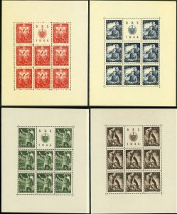 Croatia #B65-B68 Semi-Postal Sheets Panes 1944 Europe WWII Mint NH OG