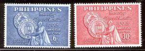 PHILIPPINES 810-811, MANILA ANTHENEUM EMBLEM, A CENTURY OF PROGRESS IN EDUCAT...