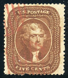 30, F/VF-used. Red Cancel. Scarce orange brown shade. With 2020 APS certificate.