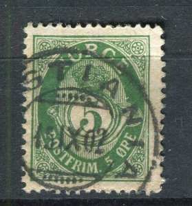 NORWAY; 1890s early classic 'ore' type used Shade of 5ore. + fair Postmark