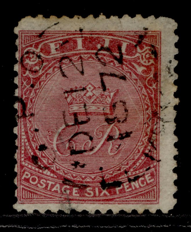 FIJI QV SG12, 6d rose, USED. Cat £300. CDS 