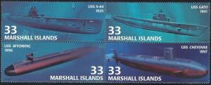MARSHALL ISLANDS 2000 COMPLETE MINT BLOCK OF 4, SUB-MARINES SC #754