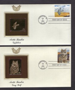 3802a-j Arctic Tundra, set/10 FDC PCS gold replicas