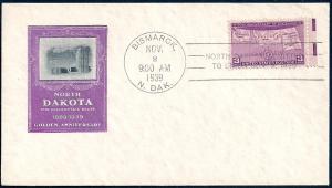 UNITED STATES FDC 3¢ N Dakota Statehood Anniv 1939 Ioor