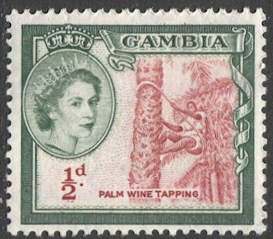 Gambia 1953 SG 171 MLH 1/2d QE  Taping for Palm Wine  VF