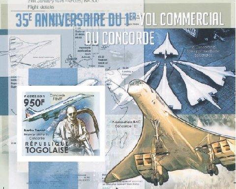 TOGO 2011 35th.Anniv.First Fly Concorde 3 SS Imp.MNH Limited