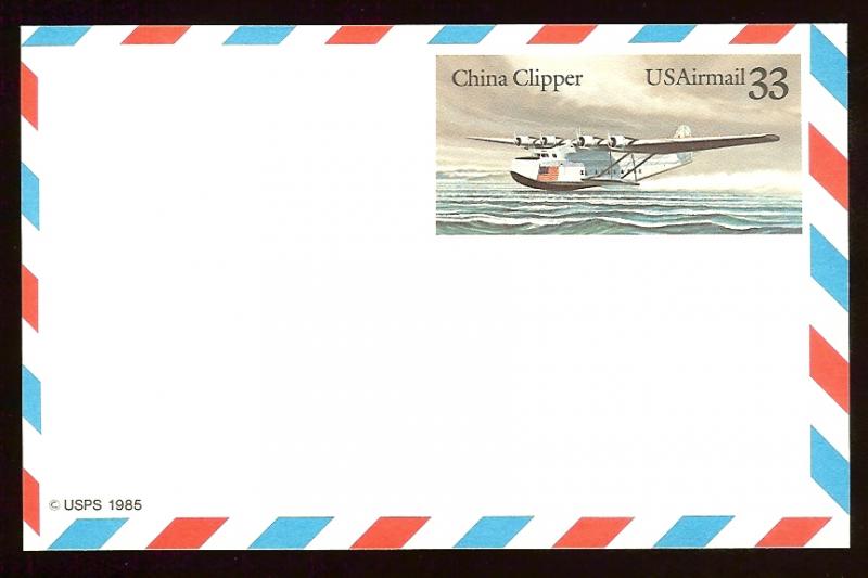 UXC22 33¢ China Clipper airmail postal card