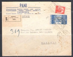 1950 Italia Repubblica, Broadcasting Recommended Envelope, from Sassari to Macom