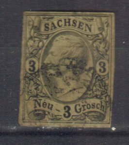 GERMANY SAXONY STAMPS. 1855 , Sc.#12,  Mi.#11, USED