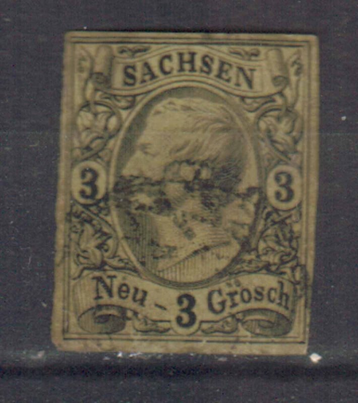 GERMANY SAXONY STAMPS. 1855 , Sc.#12,  Mi.#11, USED