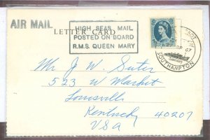 Great Britain  pacquebot cancel, high seas mail, front queen mary