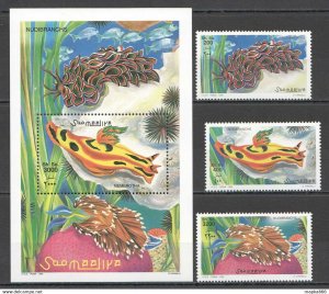 1999 Somalia Nudibranchs Fish Marine Life #794-6+Bl65 Michel 21 Euro ** Nw1462