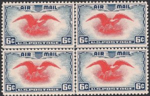 C23 SUPERB MNH OG 6c EAGLE AIRMAIL STAMP GEM Center Line Block!! (REM #C23-B)