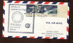 APOLLO 6 AS-502 USS YORK COUNTY RECOVERY SHIP APR 4 1968 HANDSTAMP COVER GT181