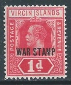 Virgin Islands #MR1a NH 1p George V Issue Ovptd. War Stamp Carmine