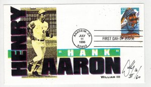 MIGHTY CASEY AT BAT 3083 FDC SCARCE WILLIAM 2 HANK AARON CACHET Few Made