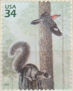3611c, Single. Fox Squirrel & Red Head Woodpecker MNH, .34 cent