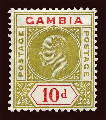 GAMBIA Scott #56 (SG 66) 1905 King Edward VII unused HR, pencil notation on back