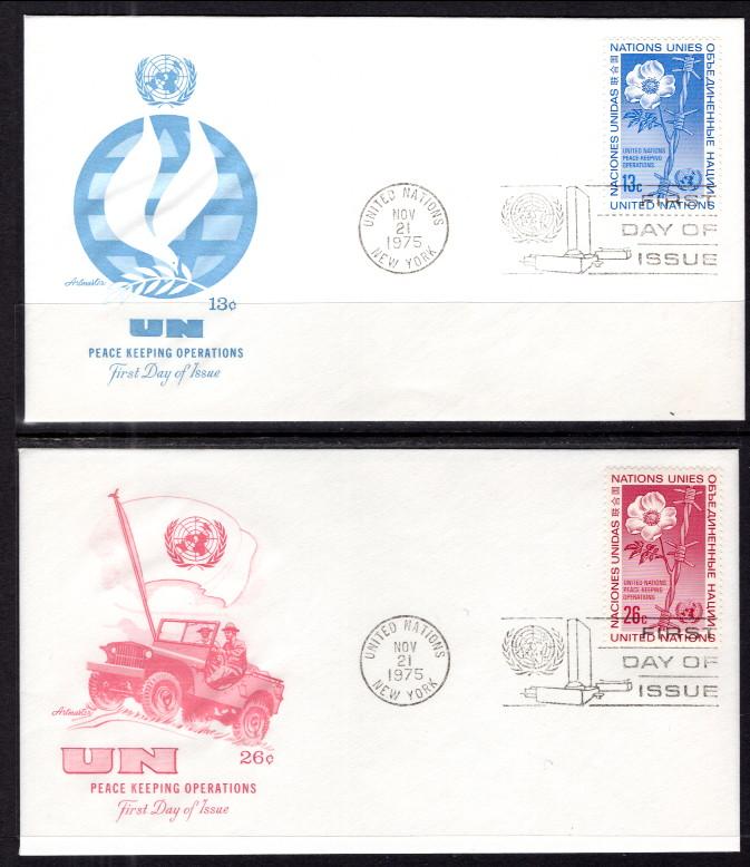 UN New York 265-266 Peace Keeping Artmaster Set of Two U/A FDC