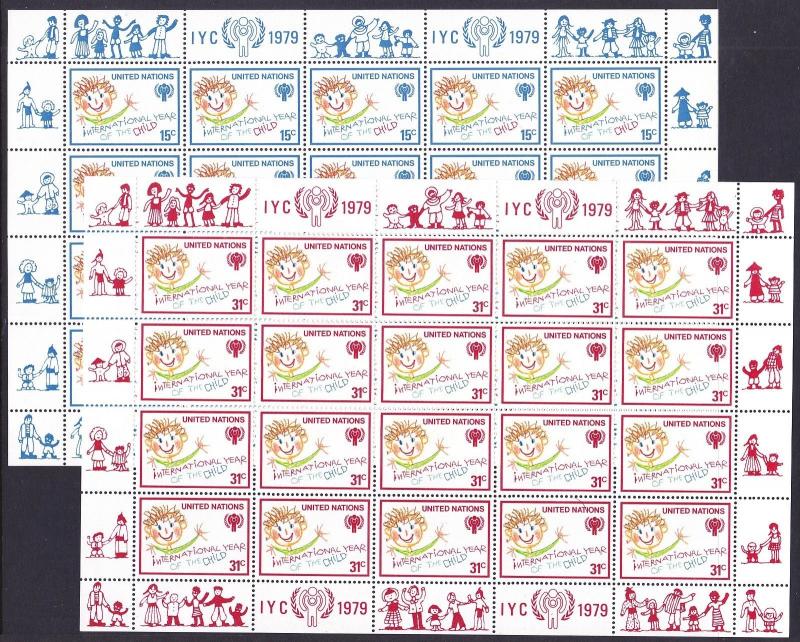 United Nations NY 310-11 MNH 1979 IYC International Year of Child 2 Sheets of 20