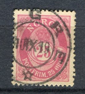 NORWAY; Early 1900s fine used Numeral issue 25ore. fine Shade + Postmark