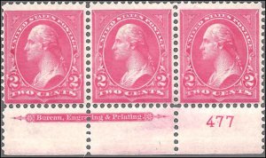 279Bg Mint,OG,NH... Imprint Strip of 3... William Weiss Cert... SCV $550.00