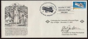 2003 Little Rock National Airport cover with Sc 3783, signed Phil Jordan