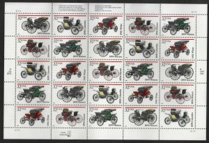 1995 Antique Automobiles Sc 3023a full mint sheet of 25 MNH 5 different designs