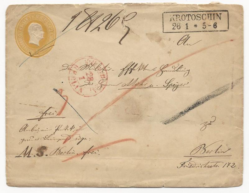 German States Prussia Mi #GAA10 on Embossed Postal Stationery Cover 