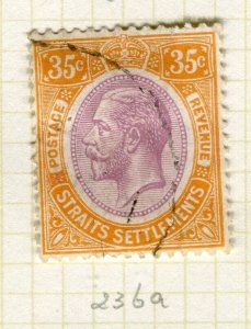 STRAITS SETTLEMENTS; 1921 early GV issue fine used Shade of 35c. value