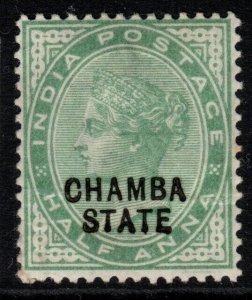 INDIA-CHAMBA SG24 1902 ½a PALE YELLOW-GREEN MTD MINT