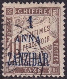 French Offices Zanzibar 1897 Sc J2 postage due used