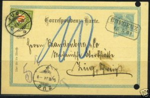 SWITZERLAND 1901 5 HELLER OF AUSTRIA POSTAL CARD BREGE