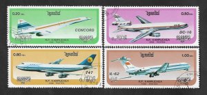 SD)1986 CAMBODIA  SERIES AIRCRAFT, CONCORDE, MCDONNELL DOUGLAS DC-10, BOEING