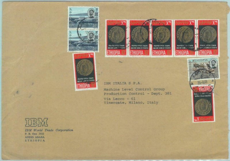 84513 -  ETHIOPIA  - Postal History -   COVER to ITALY  1968 - WATER DAM coins