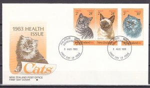 New Zealand, Scott cat. B115-B117. Domesticated Cats. First day cover. ^