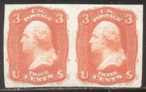 U.S. #65-E15f SCARCE PAIR - 3c Scarlet