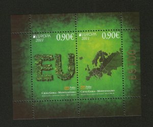 MONTENEGRO-MNH** BLOCK-EUROPA CEPT-FORESTS-MAP-2011..